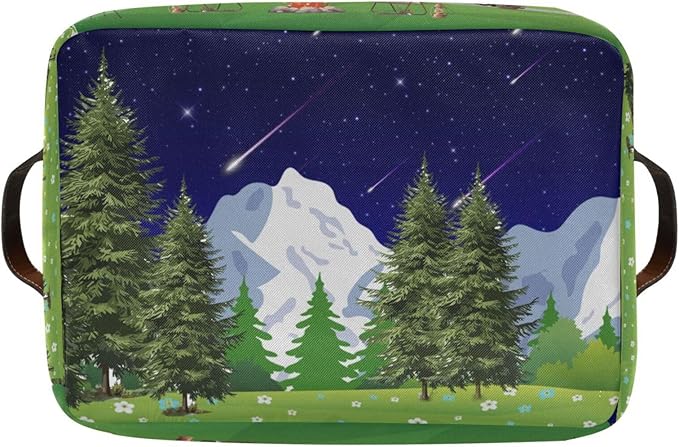 Camping Rectangular Storage Basket Organizer Bin Shelf Food Picnic Moutain Fir Tree Baskets For Clothes Gifts For Home Office Dorm