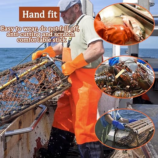 3 Pairs Heavy Duty Sewer Gloves | PVC Coated Abrasion Resistant Work Gloves for Drain Cleaning & Plumbing | Oil & Chemical Resistant, Non-Slip Grip