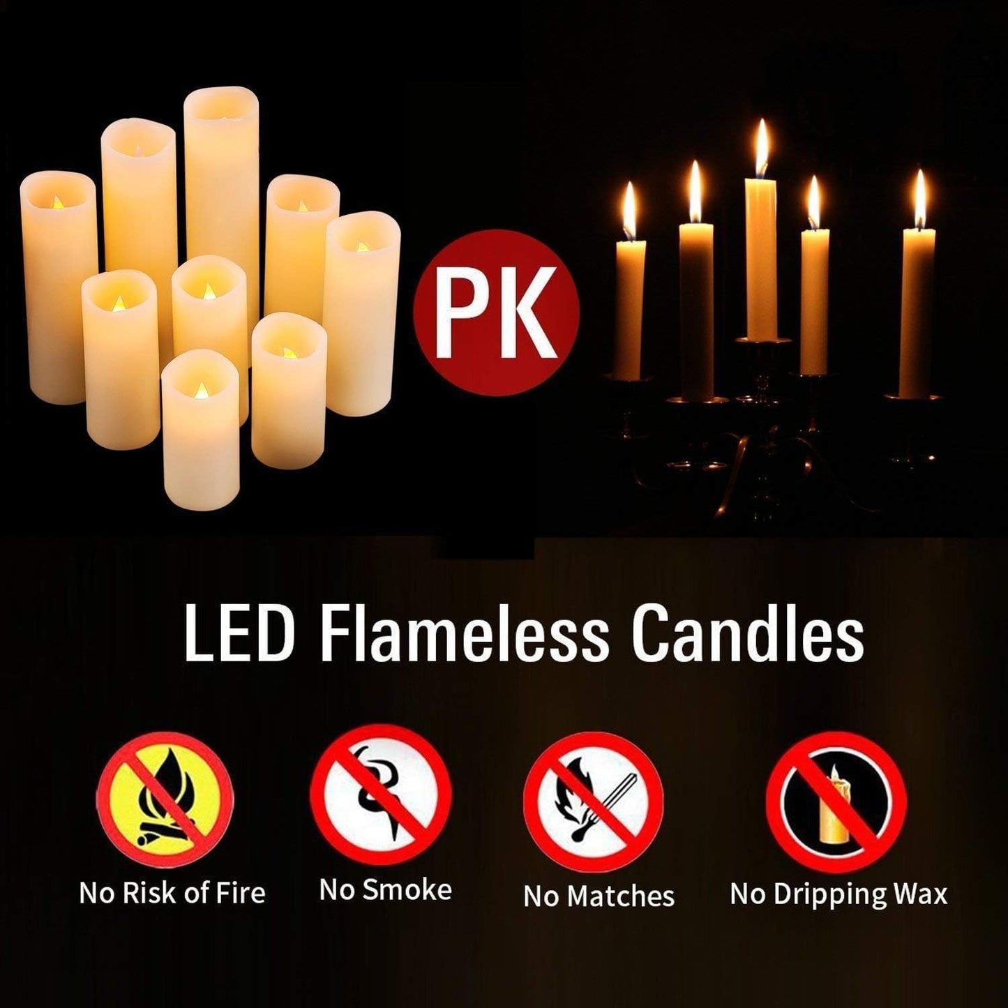 Flameless LED Candles Set of 9 – Real Wax, Remote & Timer, Ivory