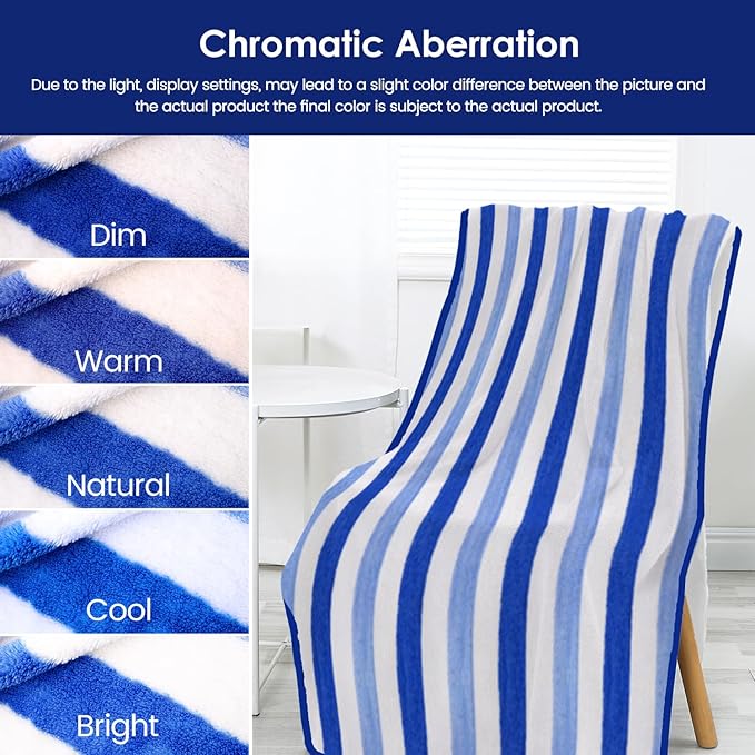 Bath Towels, Pack of 4, 30"x60", Large Microfiber Towel Set, Ultra Soft, Super Absorbent, Fast Drying, Perfect for Suana, Shower, Pool, Sport, Travel, Fitness, SPA,Yoga, Cabana Stripe Blue