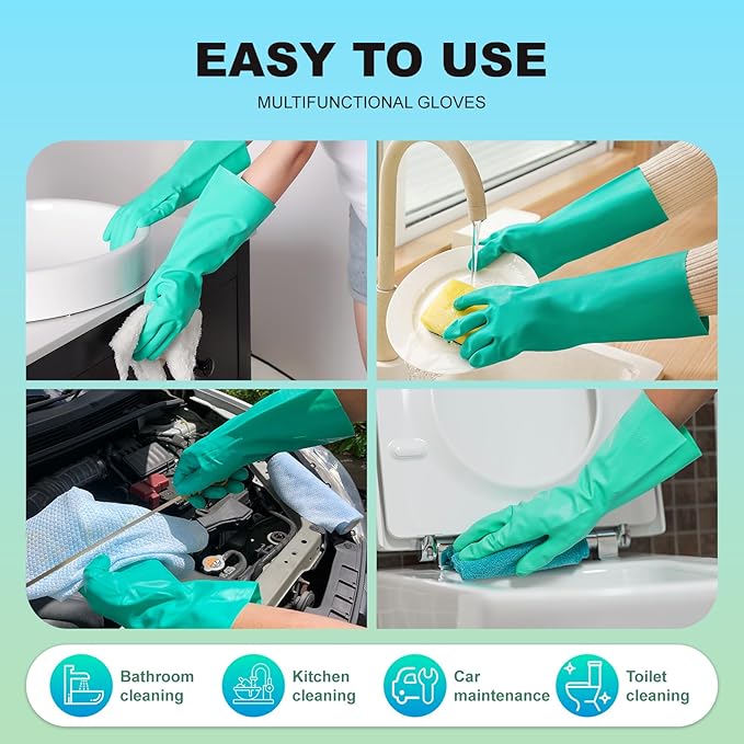 North Tower 10 Pairs Chemical Resistant Nitrile Gloves, Resist Household Acid, Alkali, Solvent and Oil, Latex Rubber Free