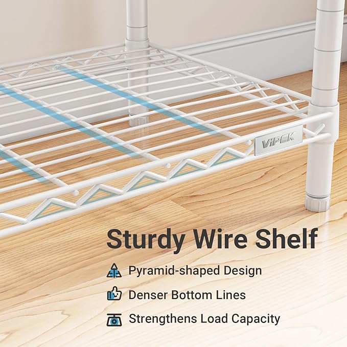 VIPEK V60 Extra Large Clothes Rack Portable Closet Rack Freestanding Wardrobe Heavy Duty Garment Rack Metal Closet for Hanging Clothes, Bedroom Storage Organizer, Max Load 1620lbs, White