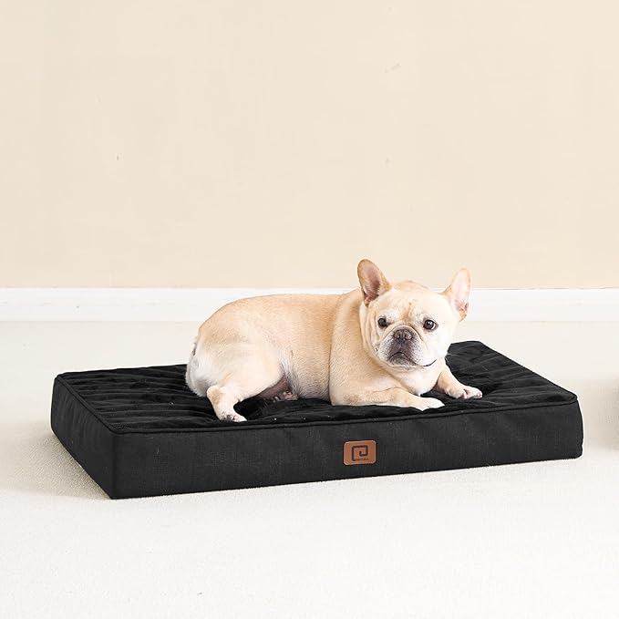 EHEYCIGA Memory Foam Dog Bed Orthopedic 30"x20",Waterproof Pet Bed for Medium Dogs ,Washable Pet Mat with Removable Cover, Black
