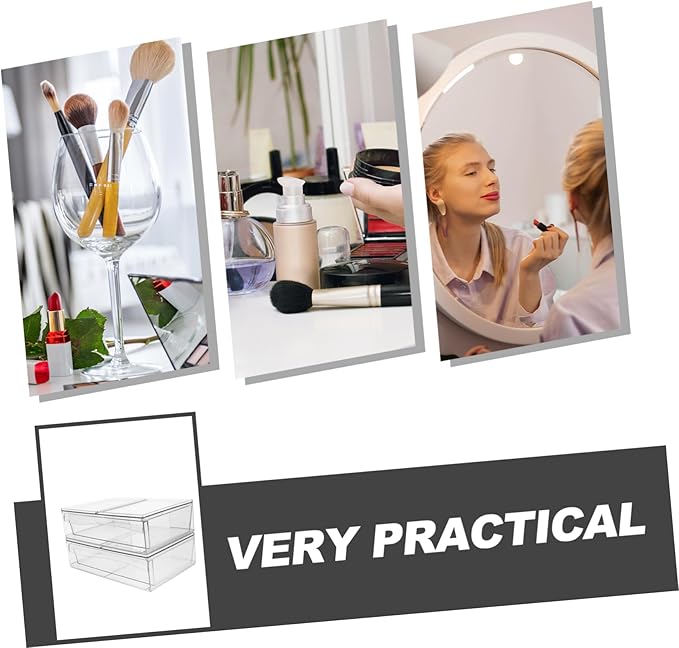 2pcs Stackable Acrylic Makeup Organizer Bins Drawer for Desktop Storage Cosmetic Storage Box for Vanity and Bathroom for Keeping Essentials Organized