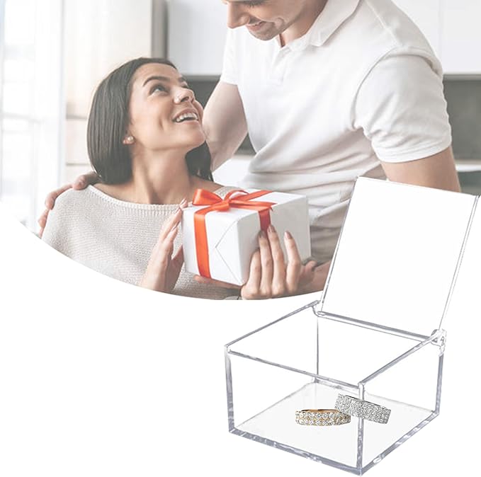 Acrylic Box with Lid Kitchen Storage Stackable Freezer and Fridge Organizer Lidded Bin Clear Display Case Gift Wrap Box with Hinge Lid