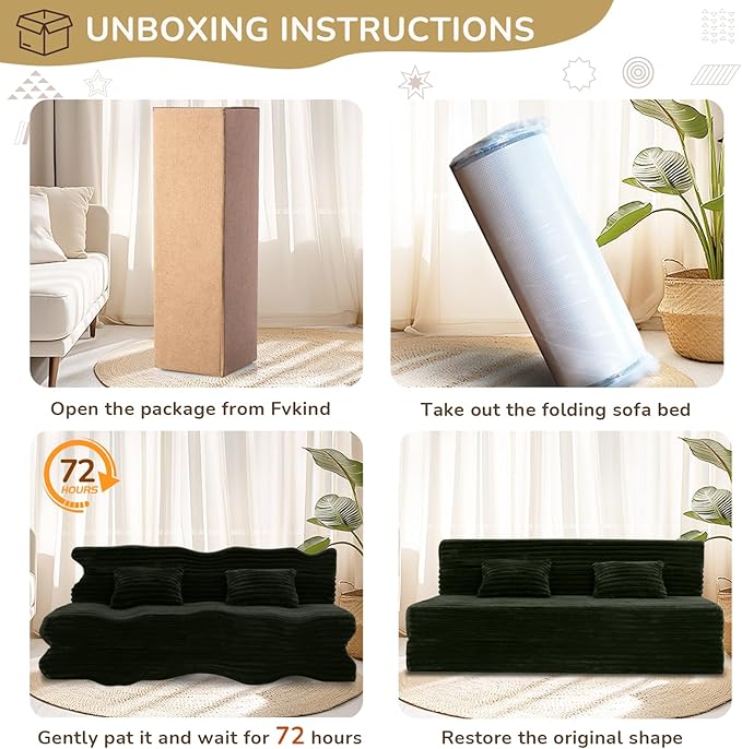 Folding Sofa Bed Queen Size, Convertible Sleeper Chair Loveseat with Pillow, Futon Chair Sofa Bed, Fold Out Floor Couch, Foldable Mattress for Living Bedroom Guest Room Dorm, Charcoal Moss Grey