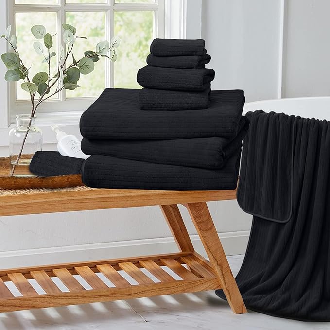 Extra Large Bath Sheet Set of 4,Ultra Soft Fluffy Towel,35”x 70”Oversized Bath Towel Set,Premium Microfiber Bathroom Towel Set Highly Absorbent Quick Dry Shower Towel for Bathroom,Hotel,Spa (Black)