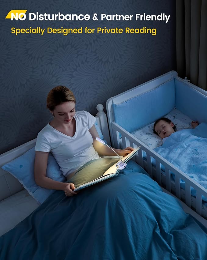Glocusent Willow Book Light for Reading in Bed, 10LED Bright Reading Light, 3 Colors & 3 Brightness, Rechargeable ,Lasts for 80hr, Lightweight Clip on Book Light, Perfect for Book Lovers