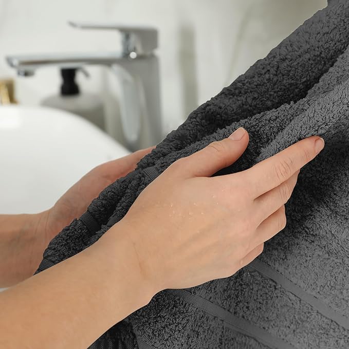100% Cotton Hand Towels for Bathroom – Soft & Absorbent Towel Set– Pack of 6 Small Towel (34x20in) – Quick Dry Luxury Cotton Hand Towels – Dark Grey