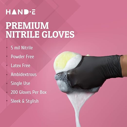 Black Nitrile Medical Gloves Disposable Small - 200 Count - Latex Free, Extra Thick 5 Mil Surgical Medical Exam Gloves, Powder Free