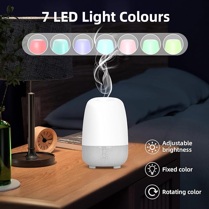 150ML Rechargeable Battery Operated Essential Oil Diffuser, Portable Cordless Aromatherapy Diffuser,7-Hour Runtime with 7 LED Color Changing Lights for Home, Office, Bathroom, Travel