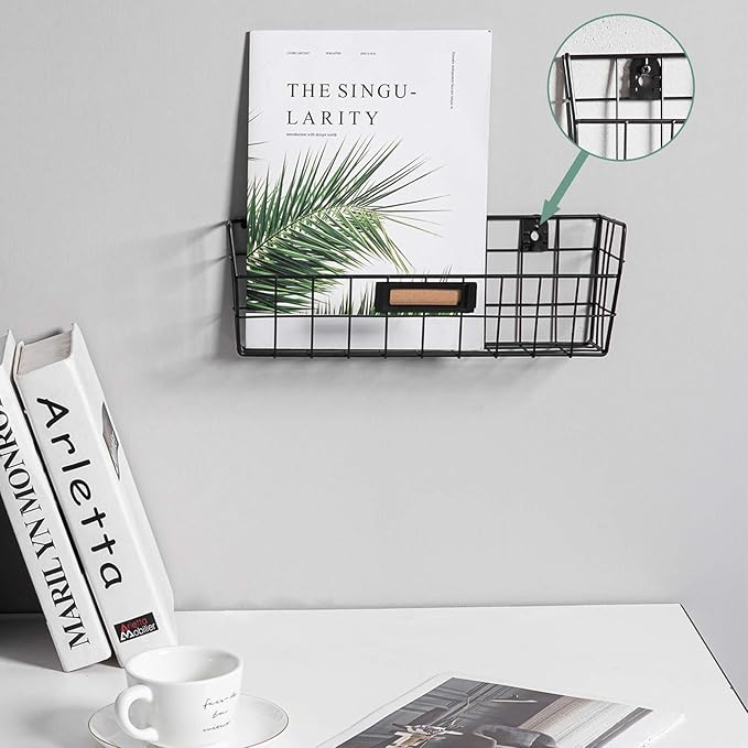 Wall Mounted Wire Basket Kitchen Storage Pantry Organizer Fruit Basket Varying Sizes Set of 3 Black