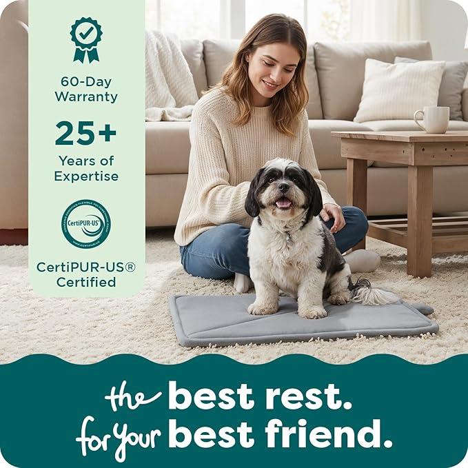 FurHaven ThermaNAP Self Warming Cat Mat/Dog Bed for Crates with Self-Warming Technology for Cozy Rest, Fully Machine Washable, Small, Plush Faux Fur, Black