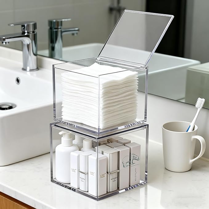 Acrylic Box with Lid Clear Storage Coffee Pod Holder with Hinged Lid Small Acrylic Organizers Contanier