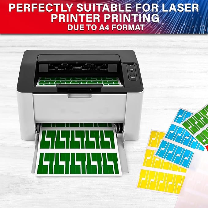 240 PCS Cable Labels Tags for Cable Management – 8 Bright Colors, Self-Adhesive, Tear-Resistant & Waterproof Cord Labels for Electronics | Tags for Wires - Writable or Printable with Laser Printer