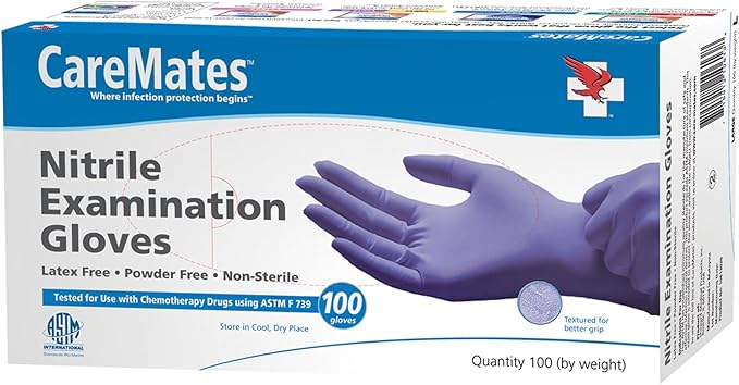 Nitrile Medical Exam Gloves, Latex Free Rubber, Powder Free, Extra Strong, 4 Mil Thick, Certified for Home Infusion, First Aid, Food Safe, Cleaning Gloves, X-Large, 100-Count