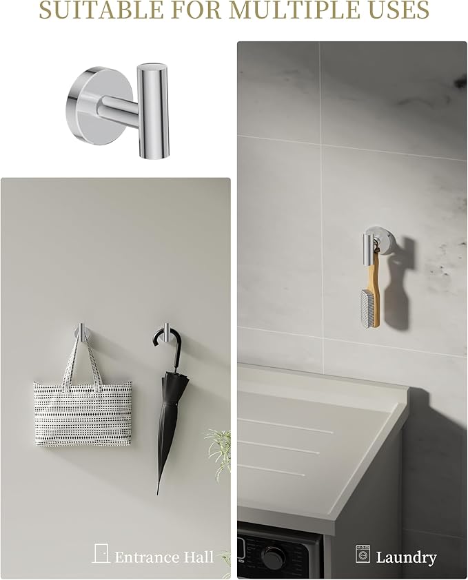 Bathroom Hardware Accessories Set 5 Pieces Polished Chrome 24" SUS 304 Stainless Steel Bath Double Towel Holder Bar Set Towel Rack Combination Wall Mounted for Kitchen, Laundry, Bedroom