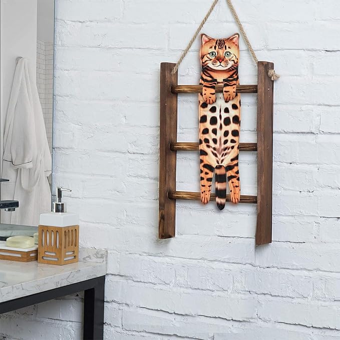 PAT JUUMG Funny Cat Hand Towels for Bathroom Kitchen Decor Towel,Cute Decorative Hanging Face Towels,Super Absorbent Soft, Housewarming Gift,Cat Lovers Gifts for Women (Leopard)