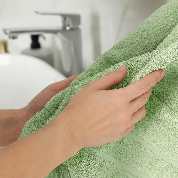 100% Cotton Hand Towels for Bathroom – Soft & Absorbent Towel Set– Pack of 6 Small Towel (34x20in) – Quick Dry Luxury Cotton Hand Towels – Light Green