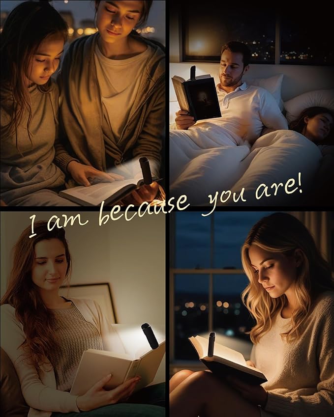 Book Reading Light, Rechargeable Clip on Booklight, Eye Caring 3 Color Temperatures & 5 Brightness Levels, Night Use for Bed, Long Lasting, Reading at Night in Bed, Mystic Black