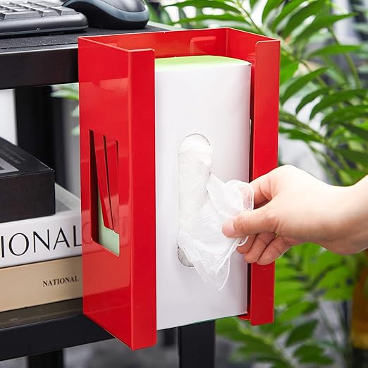 Lounsweer 6 Pcs Magnetic Glove Dispenser Holders Boxes of Gloves Commercial Quality Towels Wipes Paper Tissue Box Holder Wall Mount Kitchen Fridge Office Workshops Garage Tool Hospital(Red)