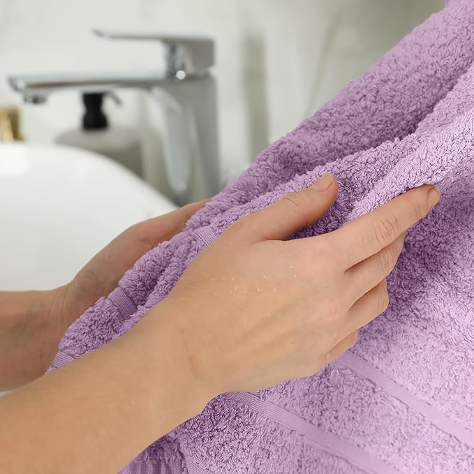 100% Cotton Hand Towels for Bathroom – Soft & Absorbent Towel Set– Pack of 6 Small Towel (34x20in) – Quick Dry Luxury Cotton Hand Towels – Lilac