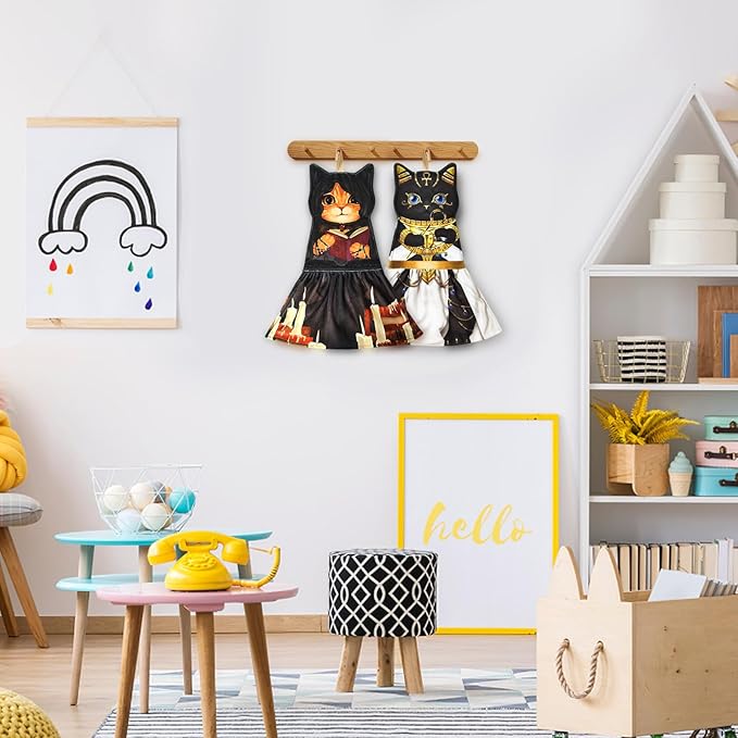 PAT JUUMG Cat Hand Towels, Cute Decorative Hanging Face Towels for Bathroom Kitchen, Super Absorbent Soft, Cat Lovers Gifts for Women, Housewarming for People Who Love Cats
