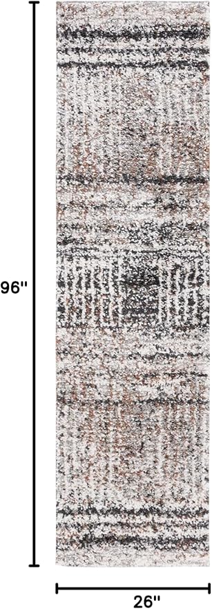 SAFAVIEH Jericho Shag Collection Runner Rug - 2'2" x 8', Black & Rust, Design, Non-Shedding & Easy Care, 1.2-inch Thick Ideal for High Traffic Areas in Living Room, Bedroom (JER100Z)