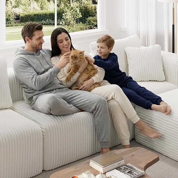 Novilla 70.8" Modular Sectional Sofa, Modern Cloud Sectional Couch with Smarts Coil® Support, Upholstered Boneless Couch for Living Room Apartments Bedroom, No Assembly Required, Beige (Loveseat)