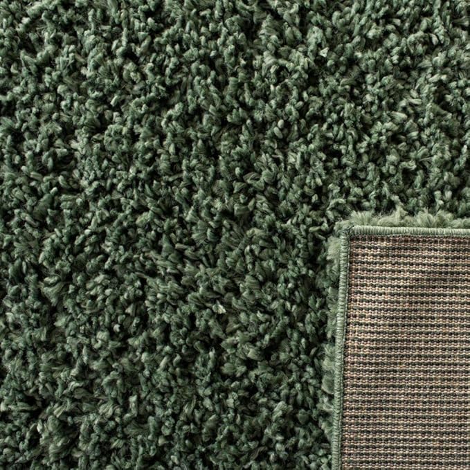 SAFAVIEH August Shag Collection Runner Rug - 2' x 9', Green, Solid Design, Non-Shedding & Easy Care, 1.5-inch Thick Ideal for High Traffic Areas in Living Room, Bedroom (AUG200Y)