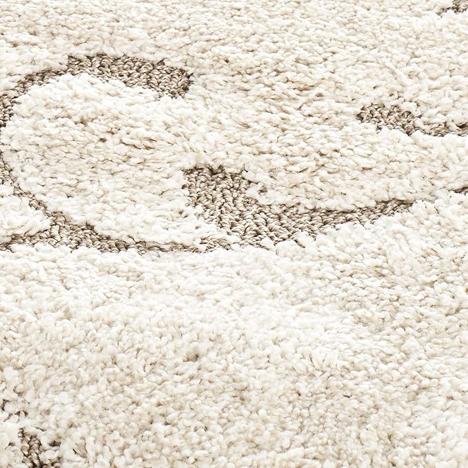 SAFAVIEH Florida Shag Collection Area Rug - 10' Square, Cream & Beige, Scroll Design, Non-Shedding & Easy to Clean, High-Low Plush Pile, Ideal for Living Room, Bedroom, Dining Space (SG455-1113)
