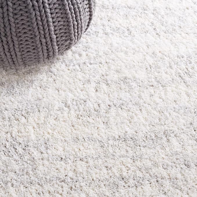 SAFAVIEH Berber Shag Collection Accent Rug - 4'5" x 6'5", Ivory & Light Grey, 1.2-inch Thick Ideal for High Traffic Areas in Entryway, Living Room, Bedroom (BER563F)