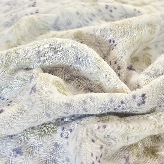 Muslin Swaddle Blankets for Girls Boys 100% Cotton Crib Blanket Lightweight Soft Breathable and Skin Friendly Receiving Blanket for Nap Infant Shower Items Toddler Gift (Leaves Purple, 43"x43")
