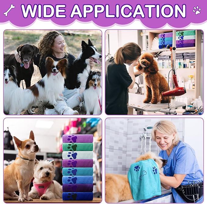 8 Pcs Dog Towels for Drying Dogs Cats Pet Towels Bulk Puppy Microfiber Quick Drying Paw Bath Bathing Supplies Absorbent for Medium Pets(Classic Color,18 x 28 Inch)