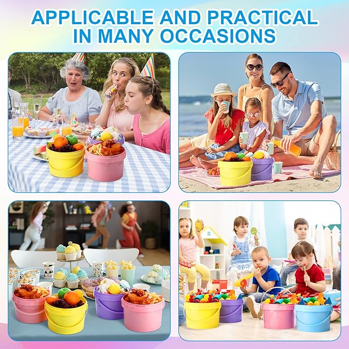20 Pack 1 Gallon Plastic Bucket with Lids and Handles Food Grade Ice Cream Buckets with Lid Reusable Colorful Multipurpose Food Storage Containers Freeze Safe Ice Cream Tubs for Kitchen