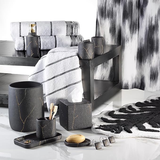 Nicole Miller - Vanity Tray, Resin Countertop Accessories, Dorm Room Essentials (Sydney Collection, Black/Gold)