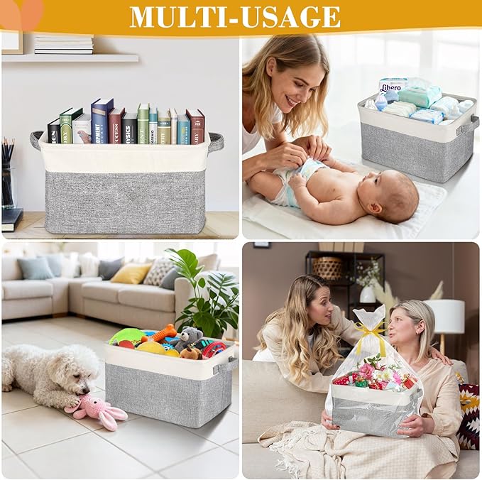 Lukeline Storage Baskets with Gift Bags and Ribbons, 15.5"X 11.6" X 9.4" Storage Basket Gifts Empty for Nursery Living Room Shelves Shower Gift Decorative Baskets for Organizing (Style 1)