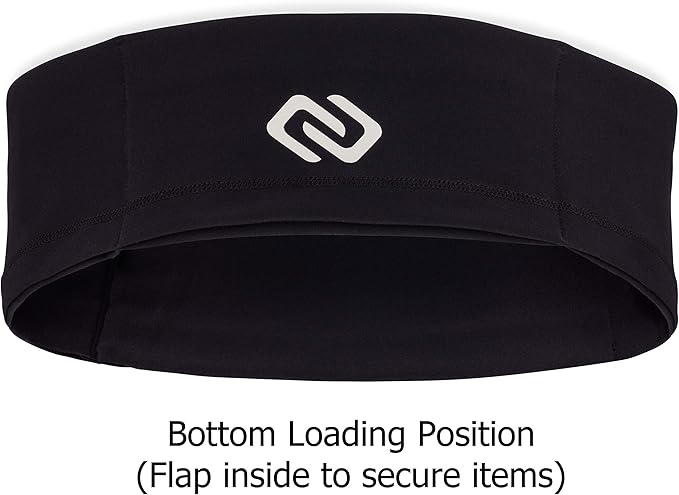 Sporteer VersaSlim Running Belt - Low-Profile Workout Waist Pack for Gym & HIIT - Zero-Bounce Minimalist Phone Holder for Activewear - Nylon Spandex Blend (Black, X-Small)