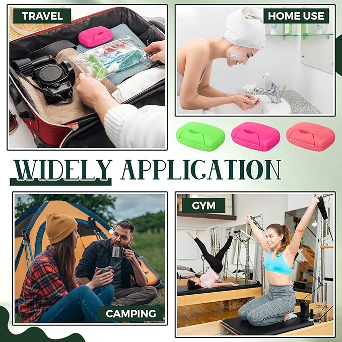 Nuogo 48 Pcs Soap Box Holder Bulk Portable Travel Soap Dish Case Plastic Leakproof Container for Home Bathroom Outdoor Camping Hiking Vacation Gym Shower