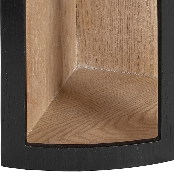 Kate and Laurel Elloree Modern Corner Shelf Cabinet for Storage and Display, 16 x 11 x 24, Black and Natural, Transitional Corner Storage for Use as Living Room Shelving or Bedroom Storage Design