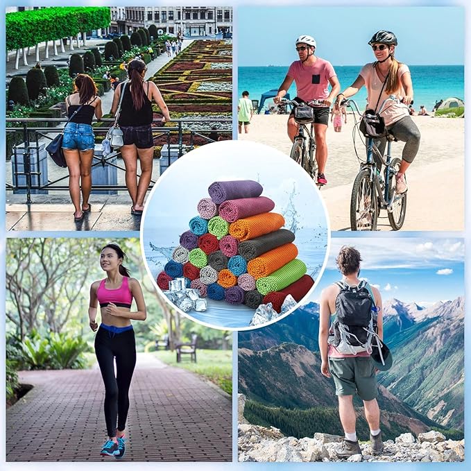 Cooling Towel Bulk - Neck & Face Cool Chilly Towels Microfiber Breathable Sport Sweat Rag for Gym, Yoga, Travel, Camping, Running, Outdoor