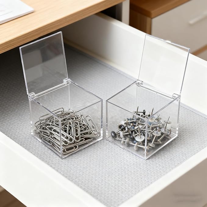 Small Acrylic Box Clear Hinge Lid Display Box with Lid Multipurpose Storage Contanier for Keepsakes, Jewelry, Trinkets