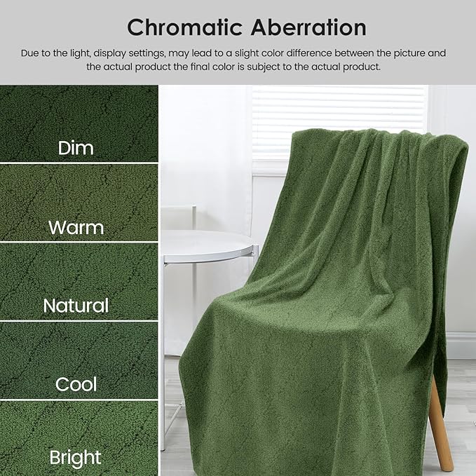 Microfiber Bath Towels Set of 2, Oversized, Ultra Soft, Super Absorbent, Fast Drying, No Fading Large Bathroom Towel for Yoga, Sauna, Travel, Fitness (Coral Fleece - Olive-Green, 30 in x 60 in)