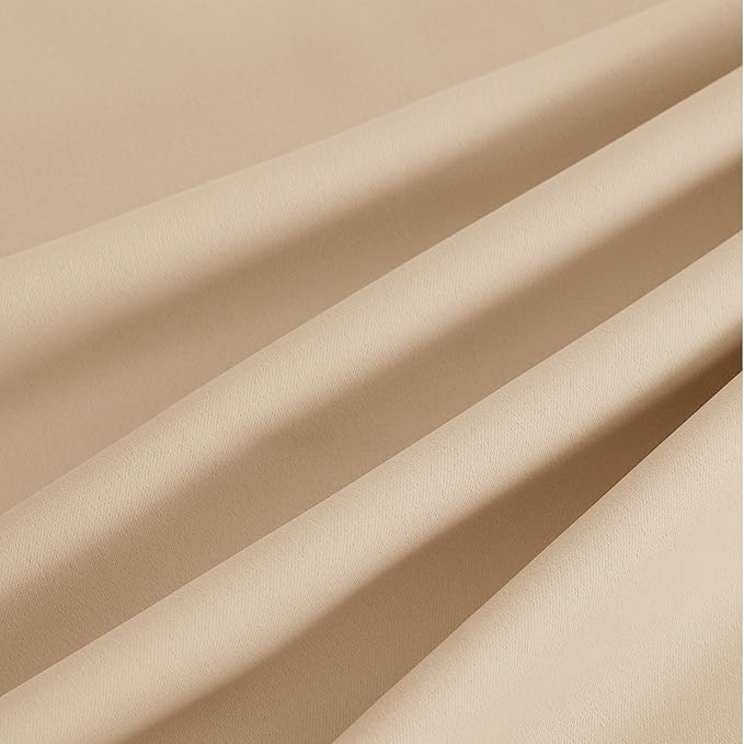 NICETOWN Room Darkening Draperies Curtains Panels, 2 Panels Biscotti Beige W52 x L102