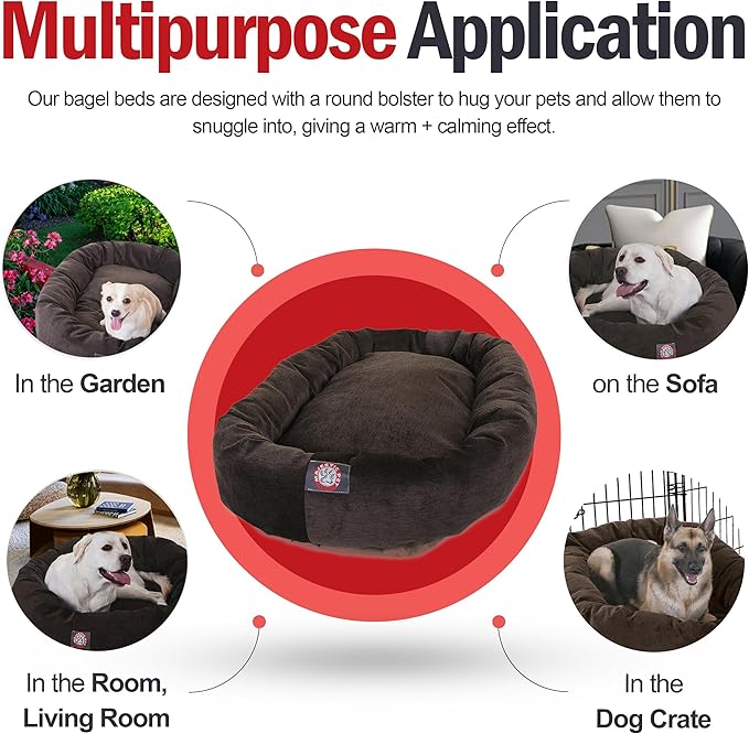 Majestic Pet Villa 32 Inch Shredded Memory Foam Dog Bed for Medium Sized Dog 32x23x7 Inch–Orthopedic Pet Bed - Washable Medium Puppy Mat with Head Support-Storm