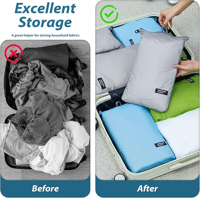 Veki 2 Pack Travel Laundry Bag, Waterproof Dirty Clothes Bags with Handles, Washable Wet Dry Bag, Essential Storage Organizer for Camping, Gym, Swimsuit, Suitcase, College Dorm (White&Green, Large)