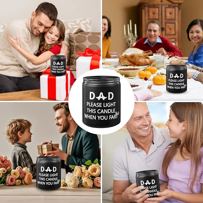 Birthday Gifts for Men Dad, Gifts for Dad Who Wants Nothing, Funny Birthday Gift for Fathers Stepdad Adoptive Father Stocking Stuffers, 7oz Sandalwood Scented Candles