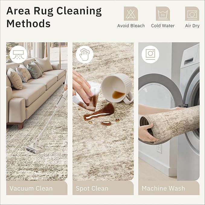 Hallway Runner Rug 3x18 - Kitchen Rugs 18ft Washable Entryway Rug Vintage Kitchen Runners Non Slip Farmhouse Indoor Carpet Runner for Living Room Bedroom, Brown