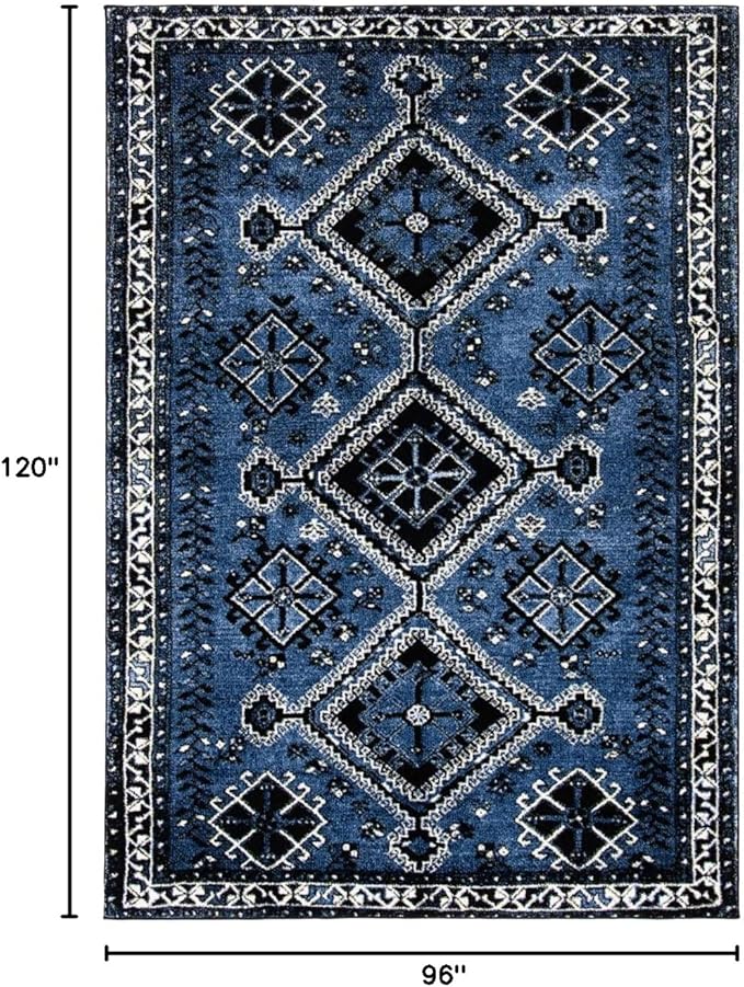 SAFAVIEH Area Rug 8x10 - Vintage Hamadan Collection - Large - Blue & Black, Oriental Distressed Design, Non-Shedding & Easy Cleaning, Ideal for Living Room, Bedroom, Office, Dining Space (VTH293M)