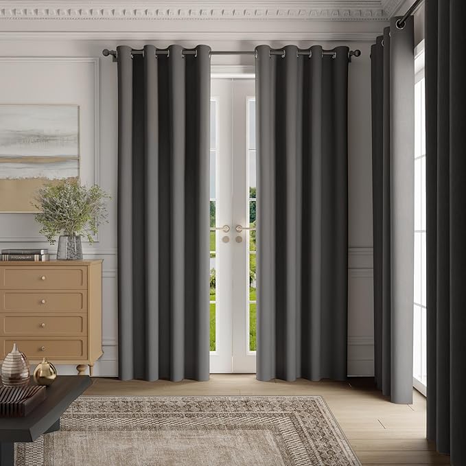 NICETOWN Room Darkening Draperies Curtains Panels, 2 Panels Grey W52 x L108